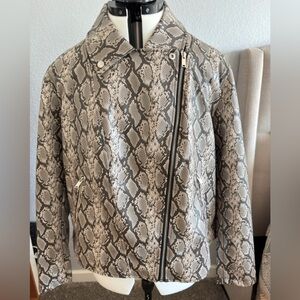 Mark Alan Snakeskin Print Moto Jacket